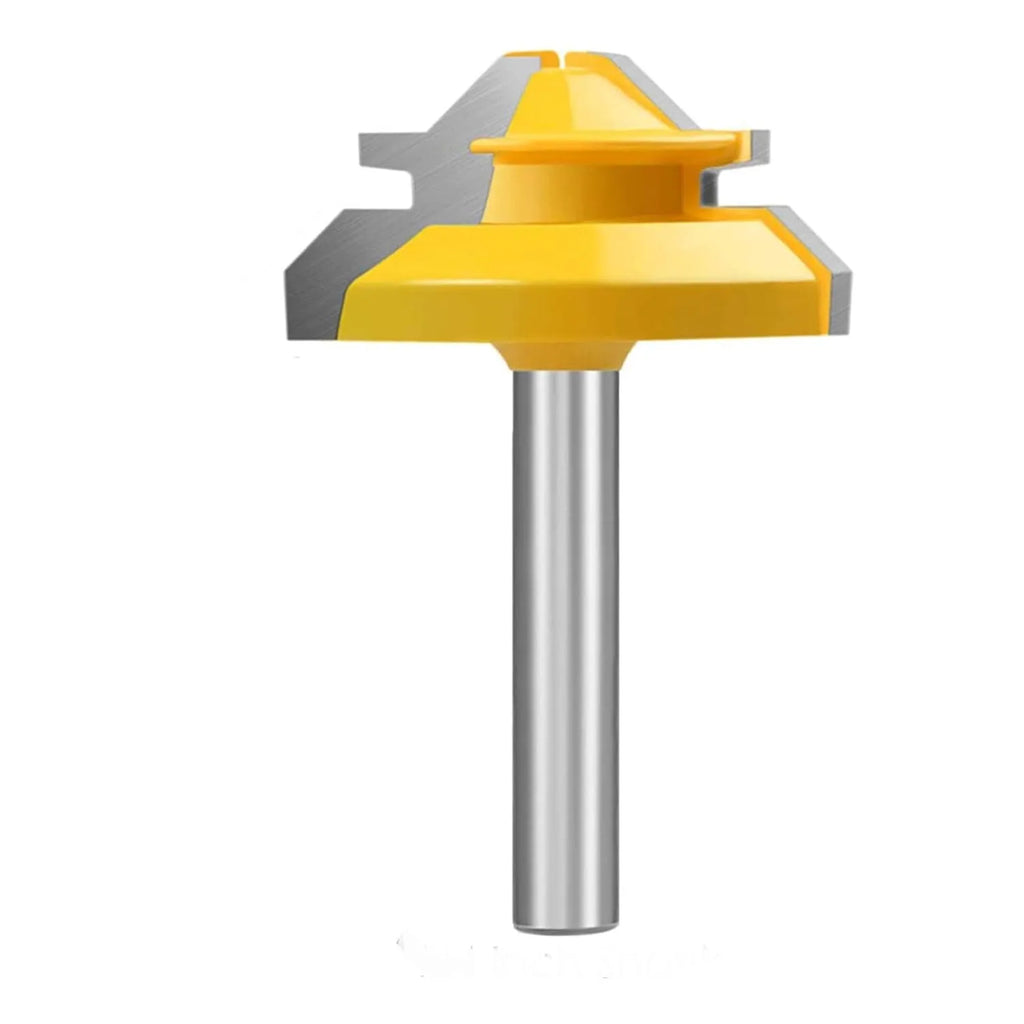 45 Degree Lock Miter Router Bit 3-Piece Set, for 1/2”, 3/4”, 1” Cutting Height, 1/2 Inch Shank.