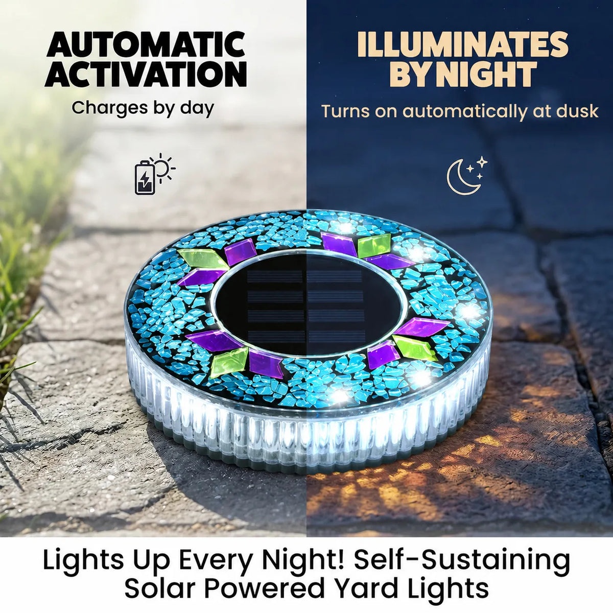 ✨ Solar Mosaic Ground Stake Light – Waterproof LED Outdoor Pathway Light