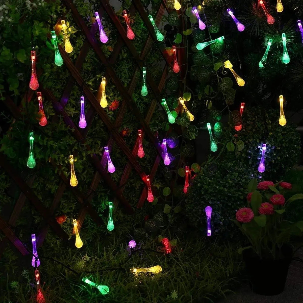 GlowDrop 8-Mode Solar Waterdrop String Lights