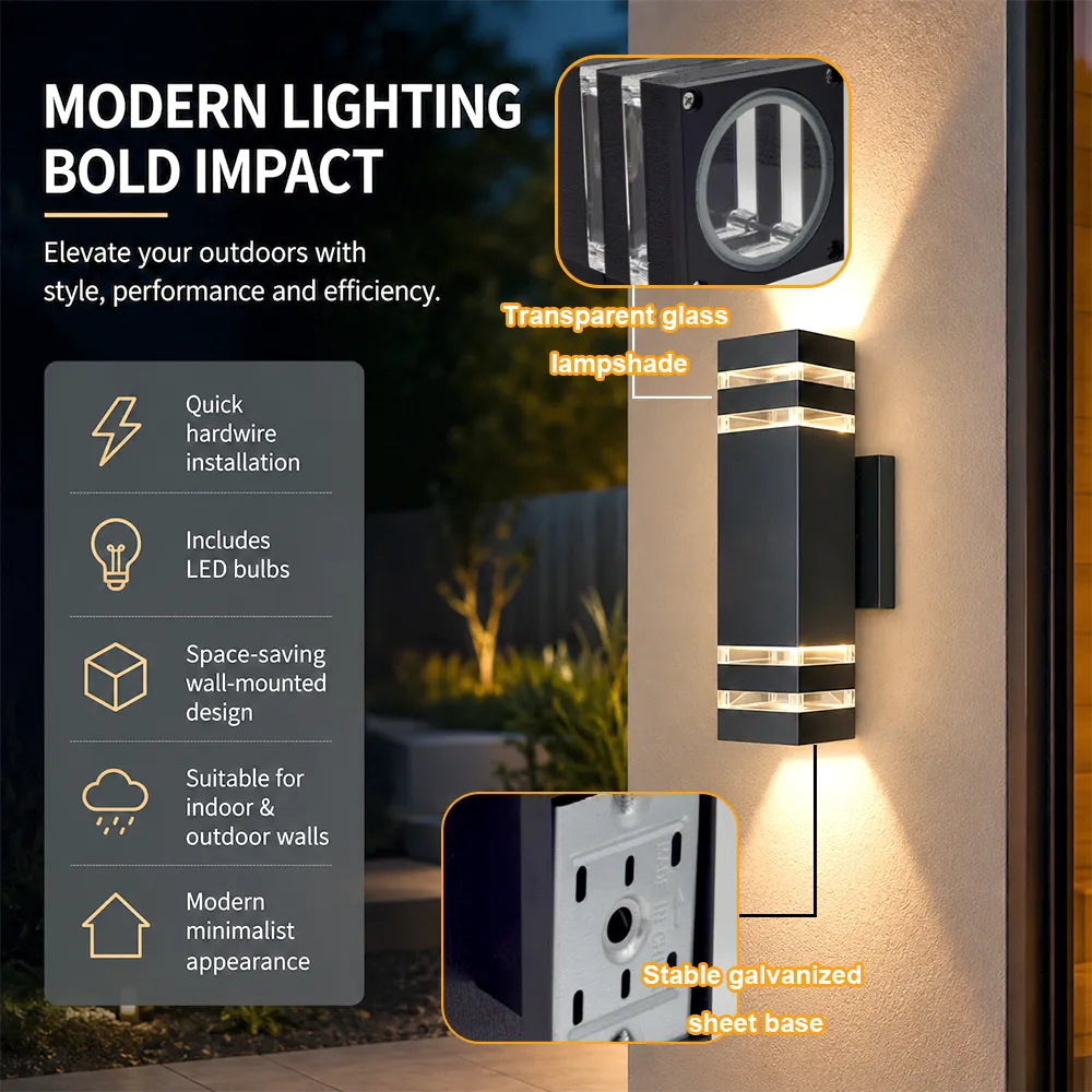 💡 Modern Square Outdoor Wall Lamp