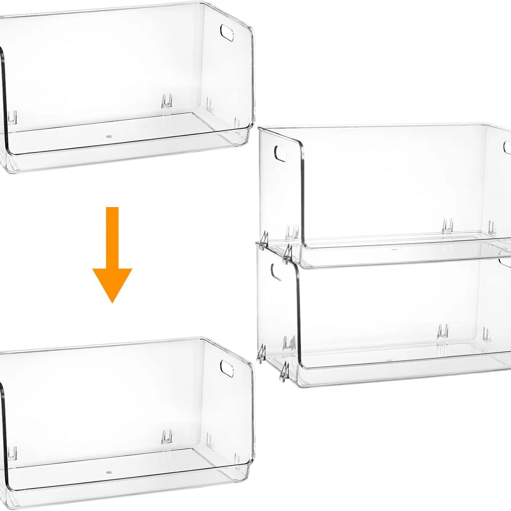 Clear Stackable Open-Front Storage Bins – 2-Piece Set