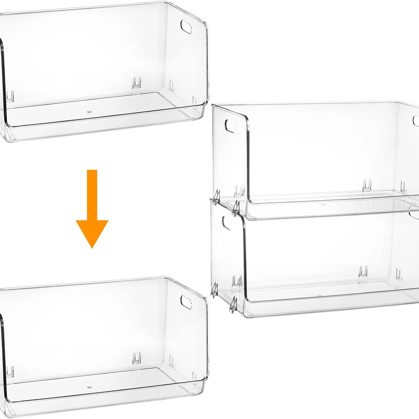 Clear Stackable Open-Front Storage Bins – 2-Piece Set