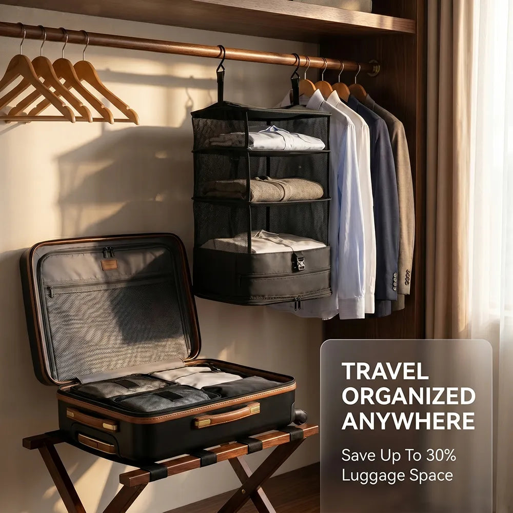 🧳 Travel Hanging Closet Organizer Bag with Hooks & Compression Straps