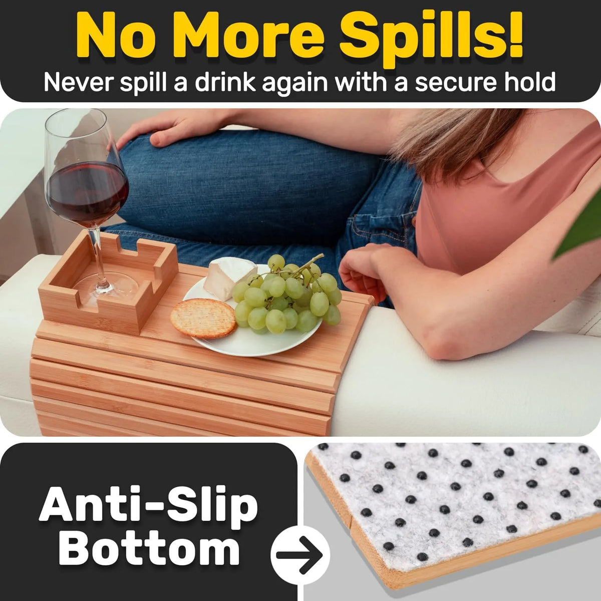🔥2025 New Arrival - Bamboo Couch Cup Holder