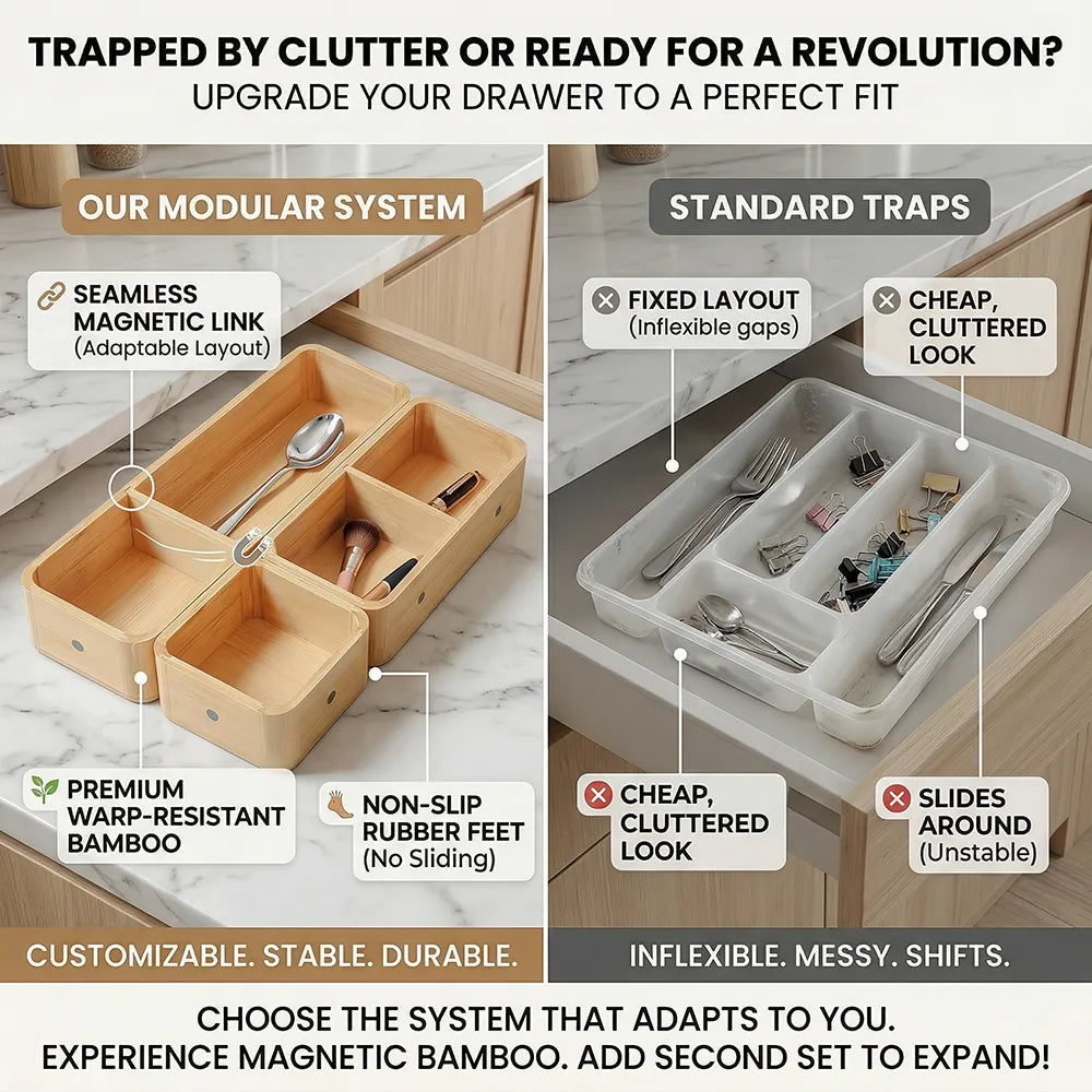 🧺 Modular Drawer Organizer Set – Clean Space, Clear Mind