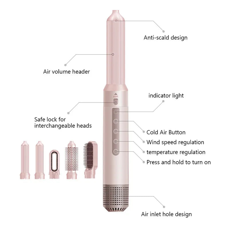👩5-in-1 Hot-Air Hair Brush & Blowout Brush Hair Dryer