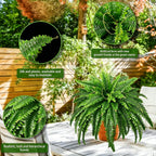 🌿23.62-Inch Artificial Boston Ferns – Realistic Faux Hanging Greenery