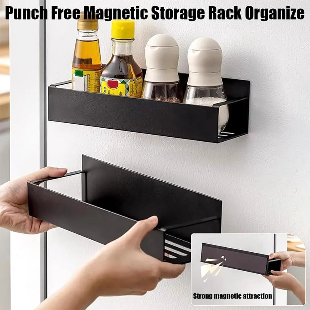 🧲 Magnetic Storage Rack Organizer – Punch-Free Kitchen Space Saver