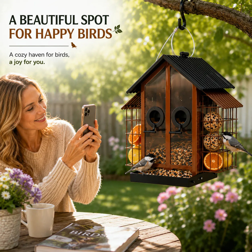 🐦 Outdoor Bird Feeder with Dual Suet Cages
