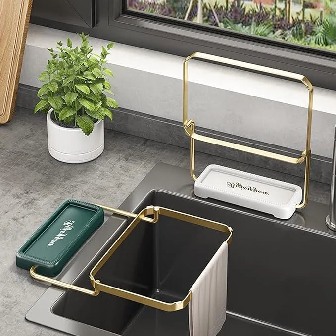 Triangular Corner Sink Organizer with Hanging Hooks