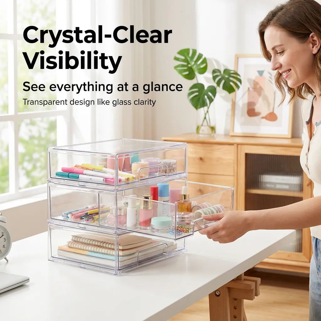 🧺 Medium / Large / Extra-Large Transparent Stackable Storage Drawers