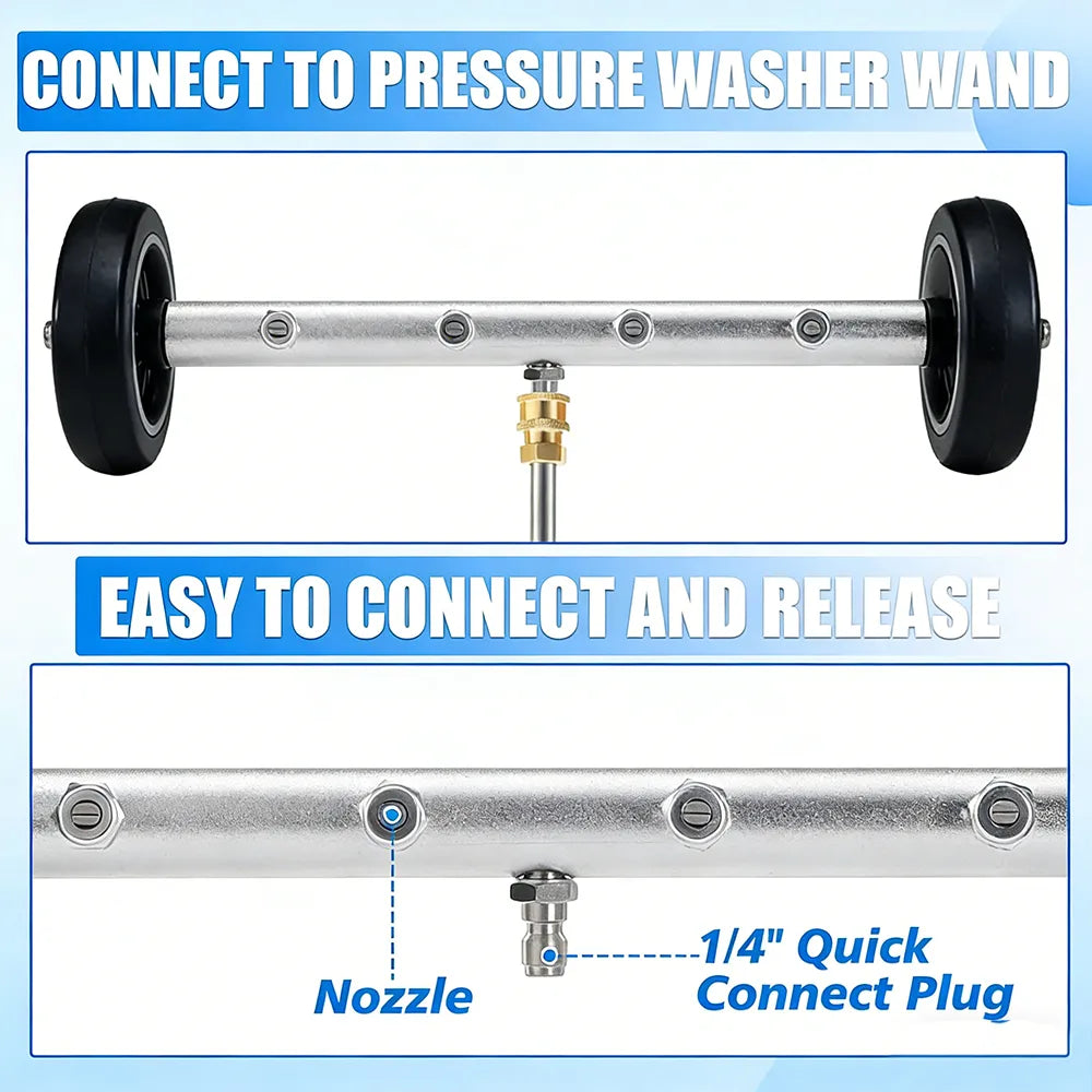 🚿4000 PSI High-Pressure Water Broom – Driveway, Patio & Undercarriage Cleaning Brush