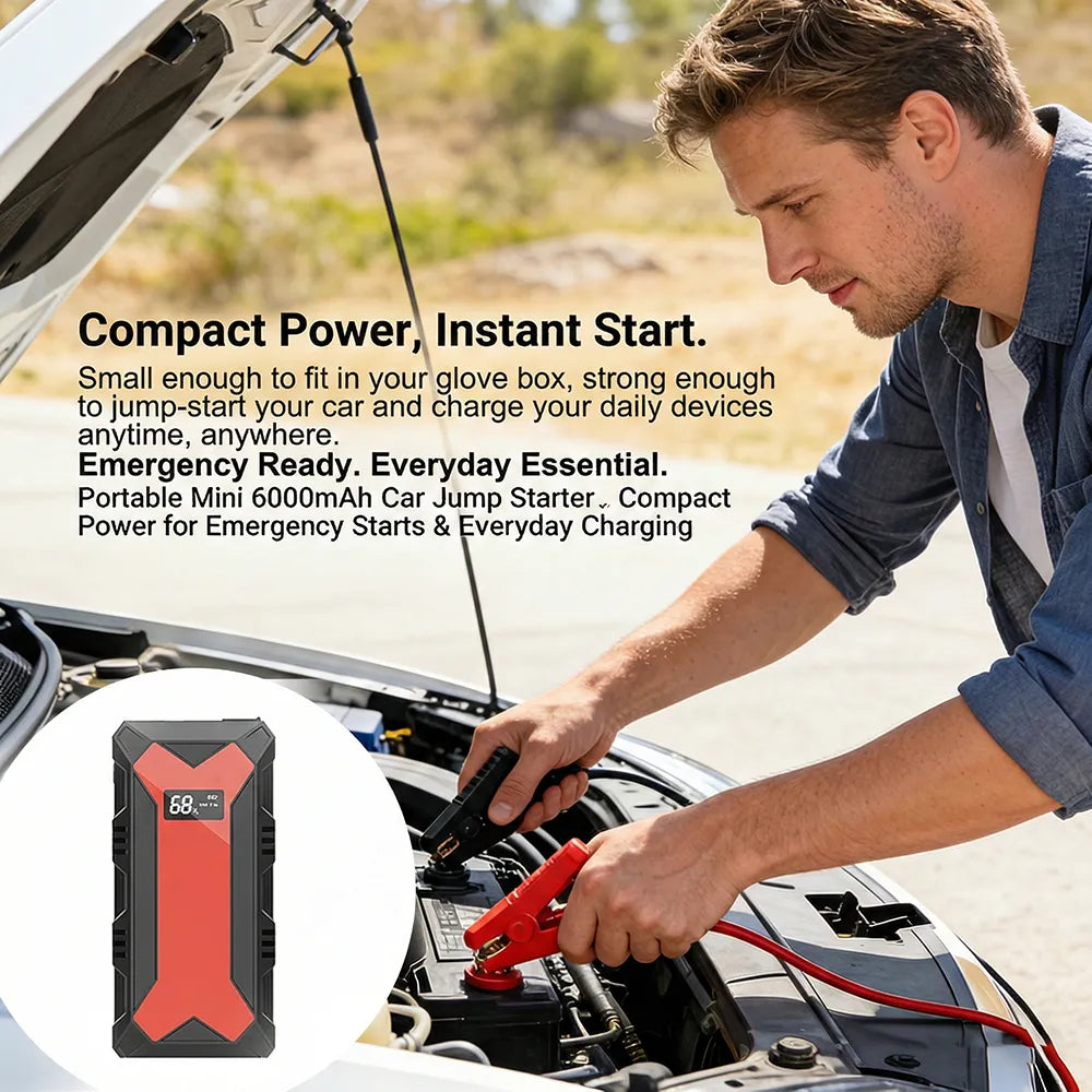 🚗 Portable Mini 6000mAh Car Jump Starter