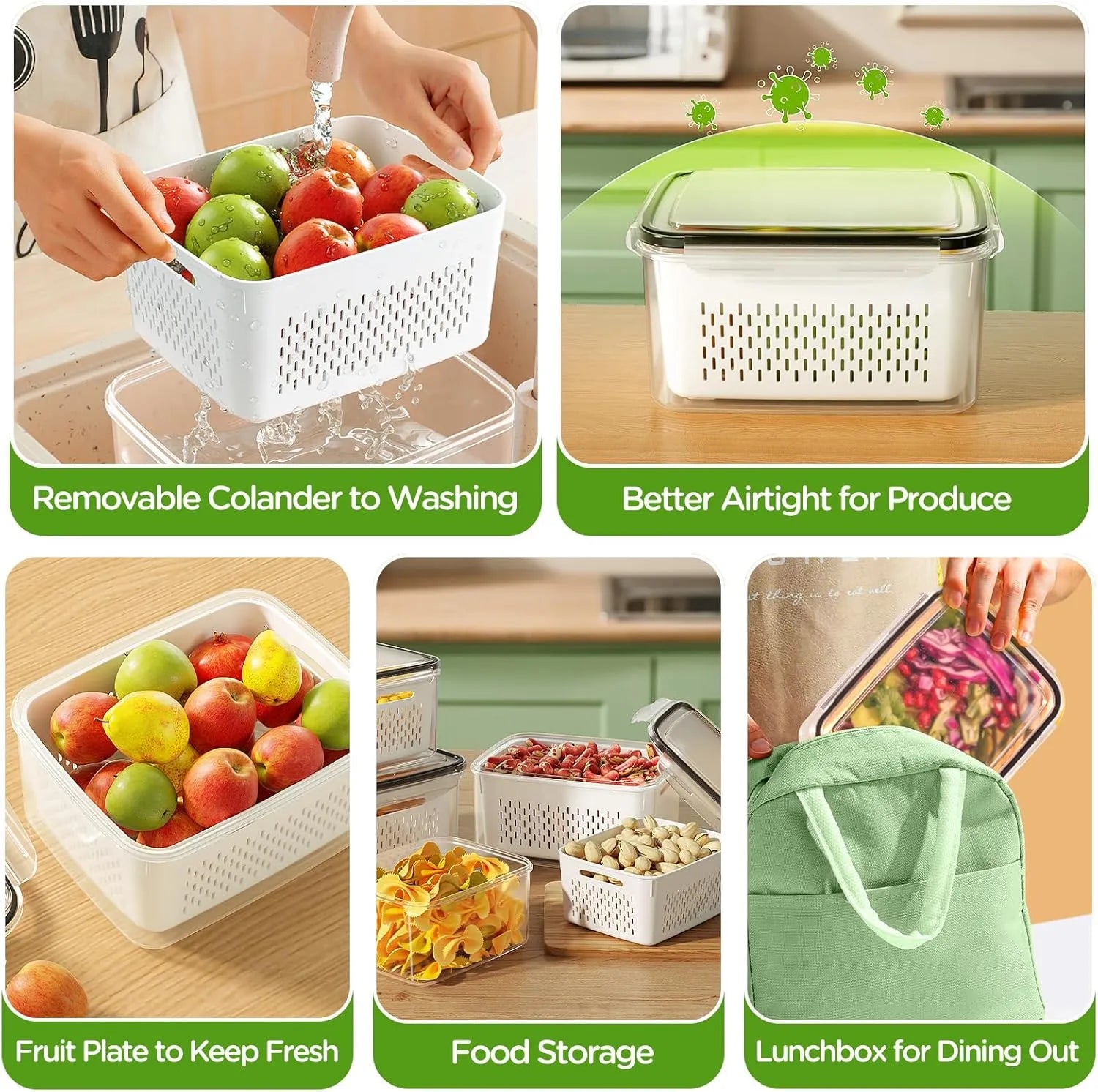 🍓 Refrigerator Food Storage Containers – Keep Fruits Fresh