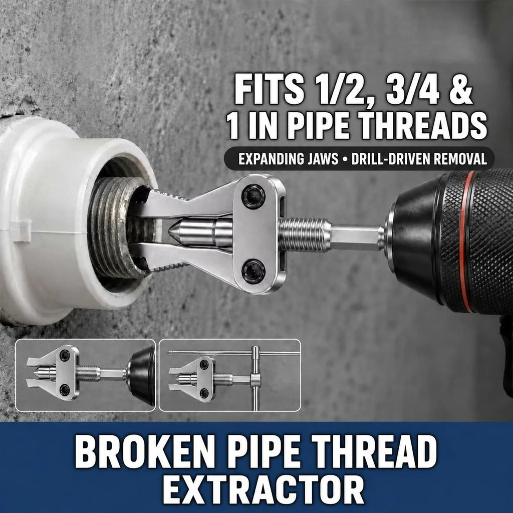 Drill-Powered Broken Pipe Thread Extractor