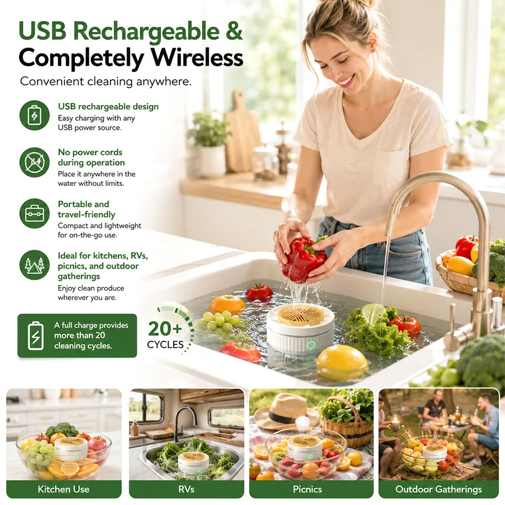 🥗 Vegetable Washing Machine – USB Rechargeable Produce Cleaning Device