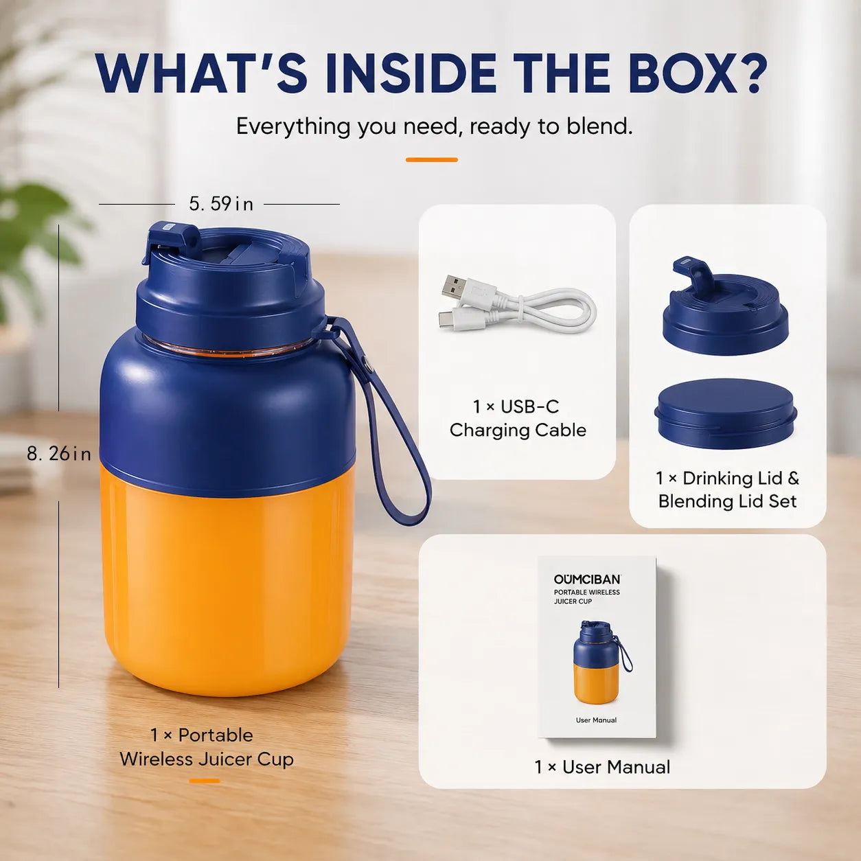 🥤 Blend Fresh Anywhere, Anytime Portable Wireless Juicer Cup