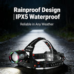 🔋 Rechargeable LED Headlamp – Powerful & Waterproof Adjustable Headlamp for All Your Adventures 🌧️