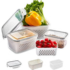 🥬 Fruit & Vegetable Storage Containers with Drain Baskets