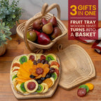 🍏 Foldable Bamboo Fruit Basket – Transform Your Kitchen with Style! 🍏