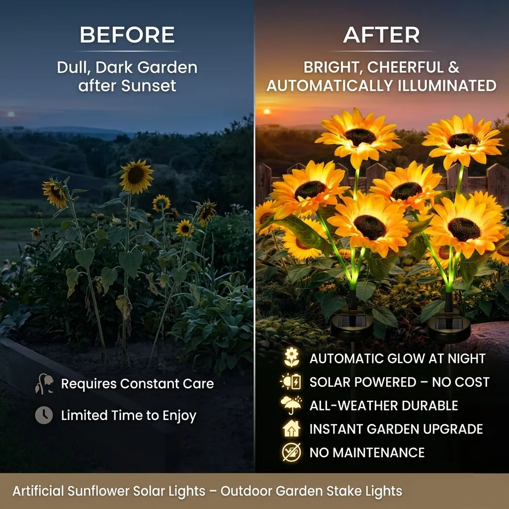 🌻 Artificial Sunflower Solar Lights – Outdoor Garden Stake Lights