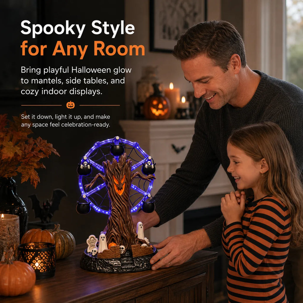 Animated Haunted Tree Ferris Wheel Halloween Tabletop Decoration
