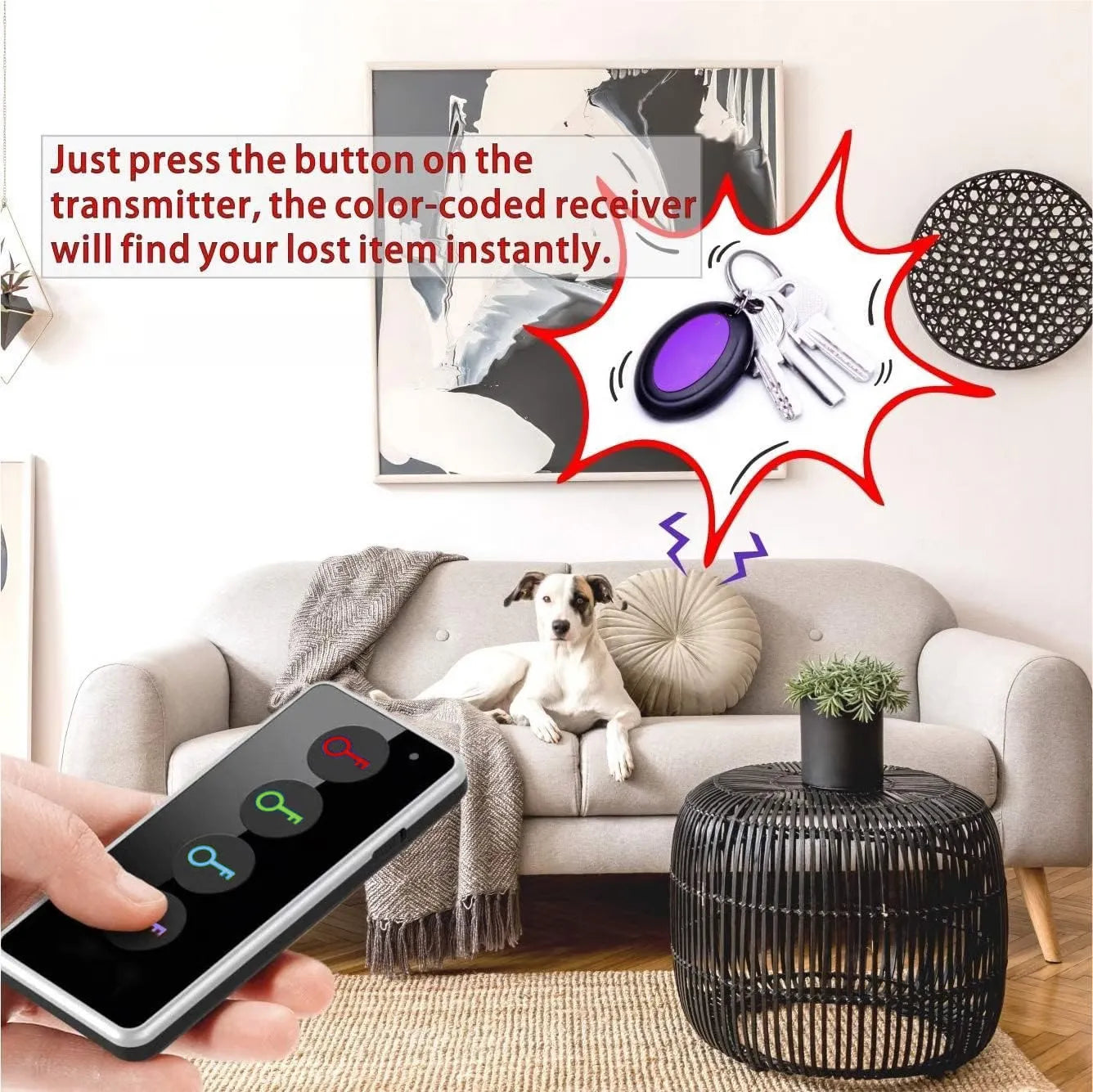 🔑 Wireless Key Finder with Sound & Light – 1 Transmitter + 4 Receivers