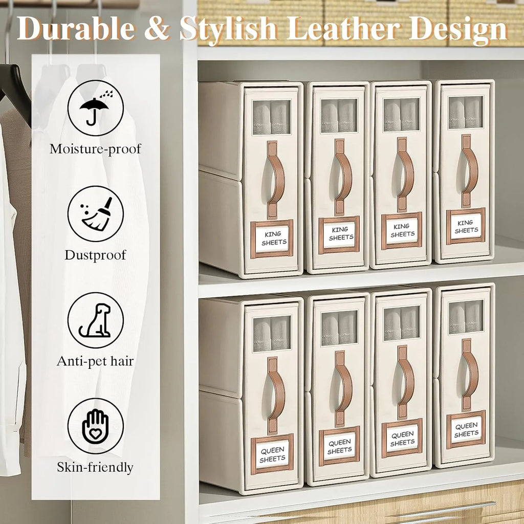 🛏️ Foldable bedding storage box - with a see-through window and transparent label bag