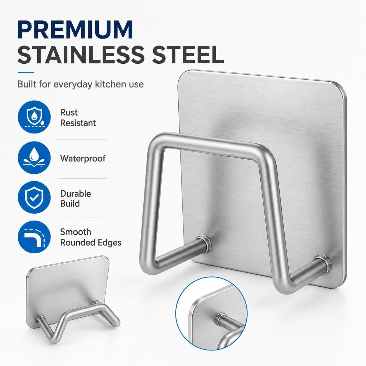Self-Adhesive Stainless Steel Sponge Holders – 2-Pack or 4-Pack