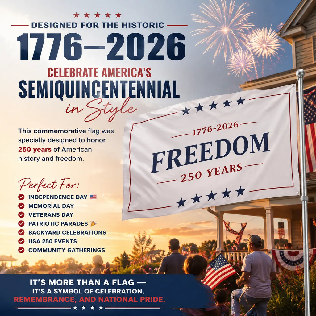 ✨🇺🇸 Freedom 250 Years American Flag – 1776–2026 Patriotic Outdoor Banner