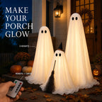 3-Piece Light-Up Standing Ghost Decorations with Remote