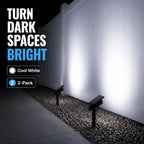 7-LED Solar Landscape Spotlights — 2-Pack Ground-Stake Wall Wash Lights