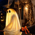 Light-Up Flying Broom Ghost Halloween Decoration