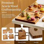 🧩 Acacia Wood Puzzle Charcuterie Board Set