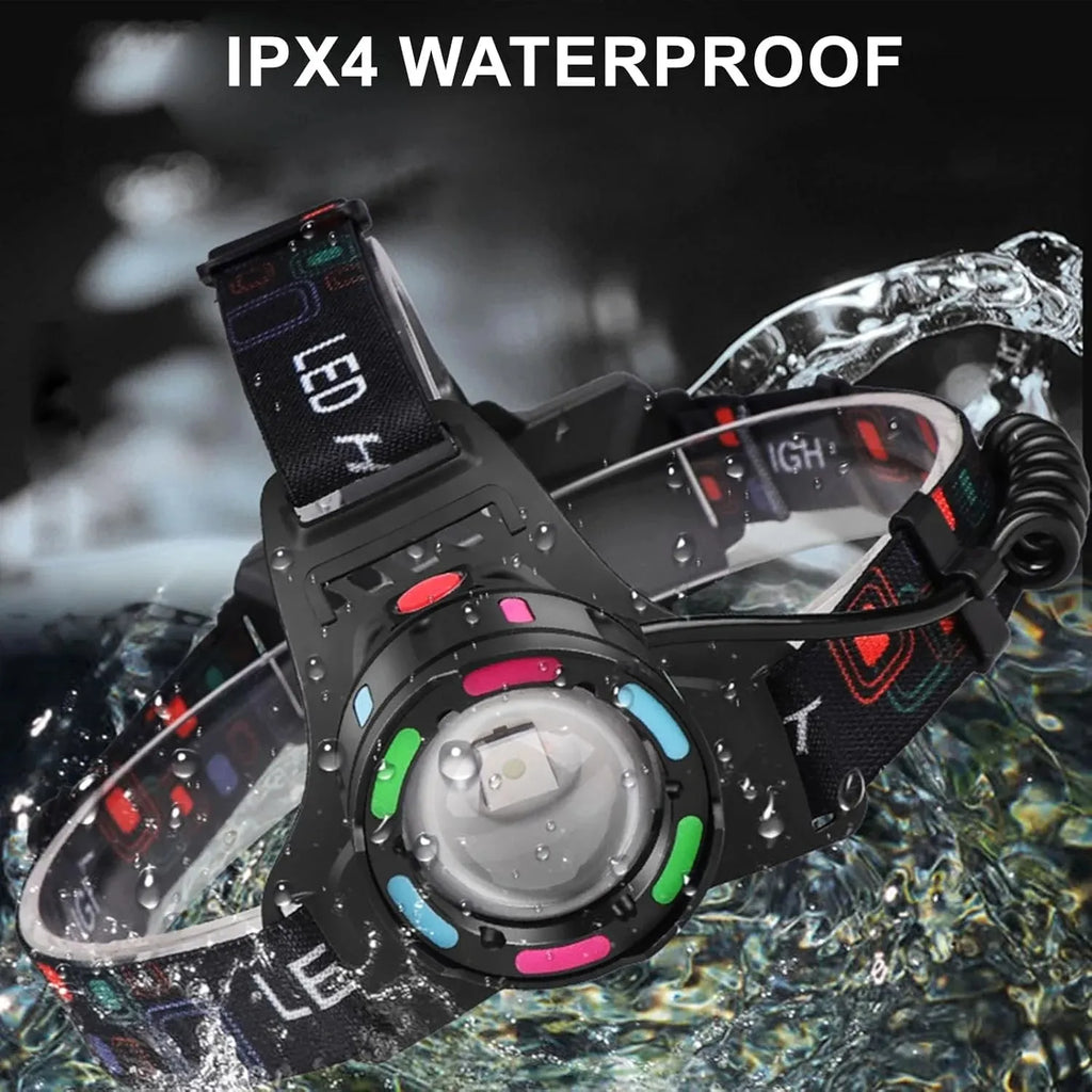 🔋 Rechargeable LED Headlamp – Powerful & Waterproof Adjustable Headlamp for All Your Adventures 🌧️
