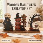 3-Piece Wooden Halloween Tabletop Figurine Set