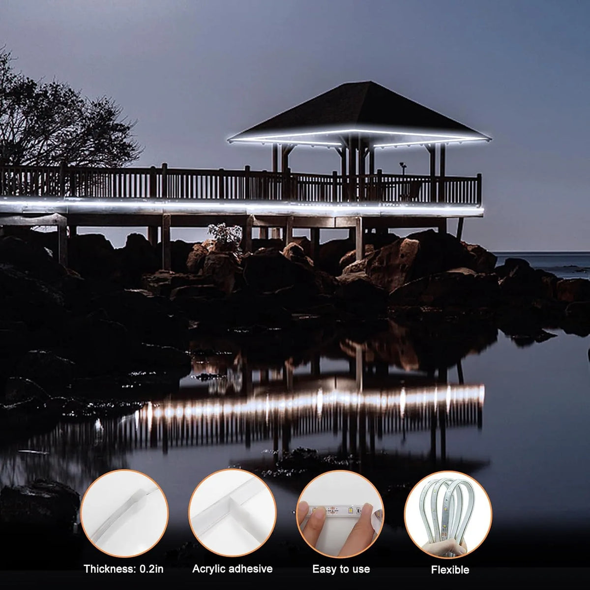 Flexible adhesive solar LED strip details