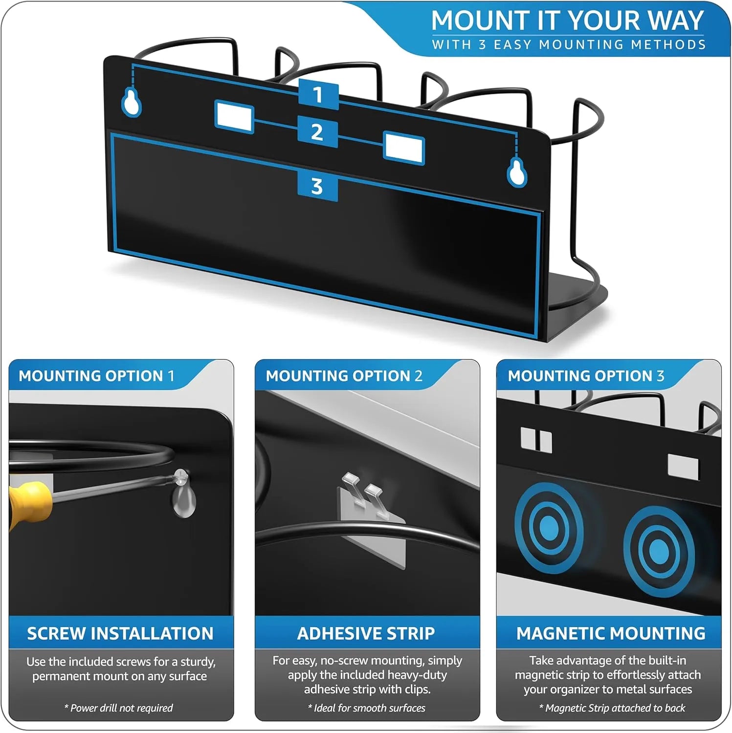 ✨Cup Organizer - Magnetic or Screw Mount Storage for Kitchen, Fridge, or Cabinet