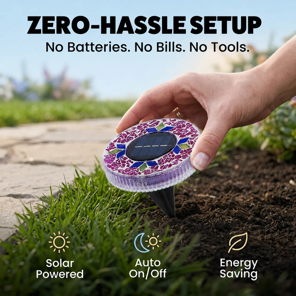 ✨ Solar Mosaic Ground Stake Light – Waterproof LED Outdoor Pathway Light