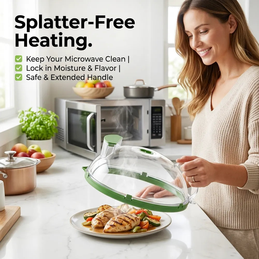 🍽️ Microwave Splatter Cover with Steam Vent