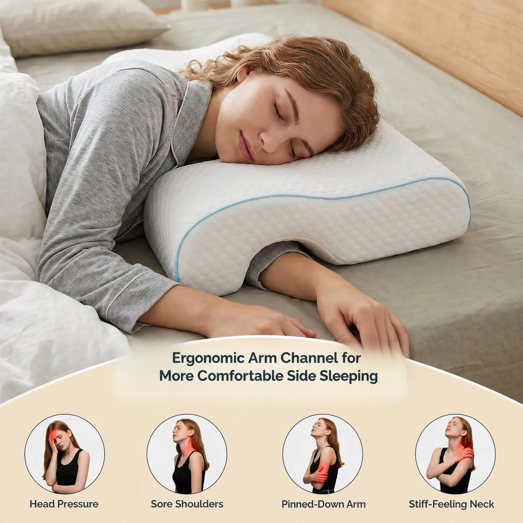 Couple Comfort Memory Foam Arm-Channel Pillow
