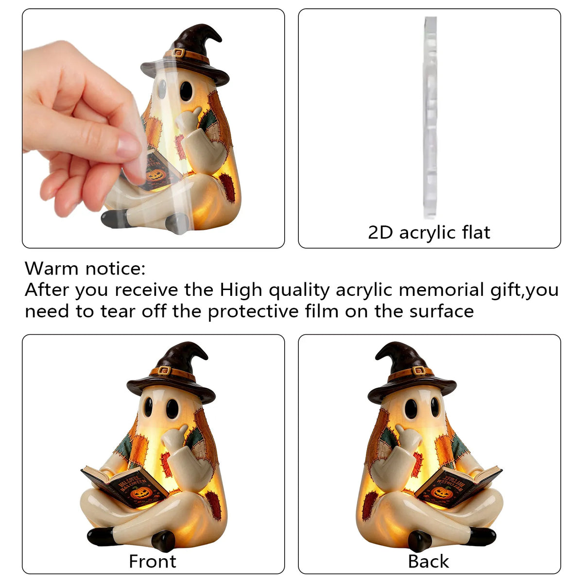 Flat acrylic ghost ornament and countdown box dimensions