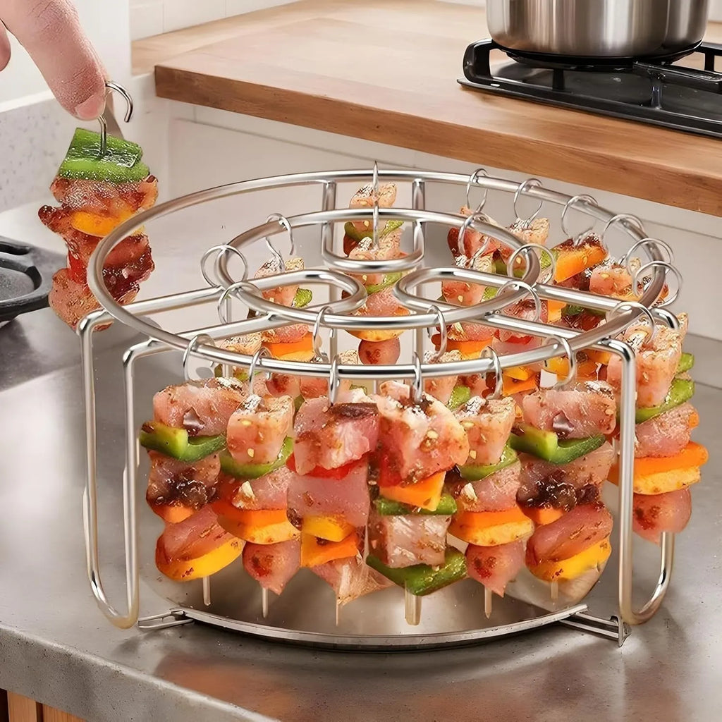 360° Even-Heat Stainless Steel Skewer Rack