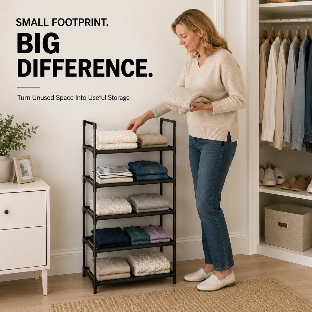 5-Tier Slim Storage Rack for Clothes & Shoes