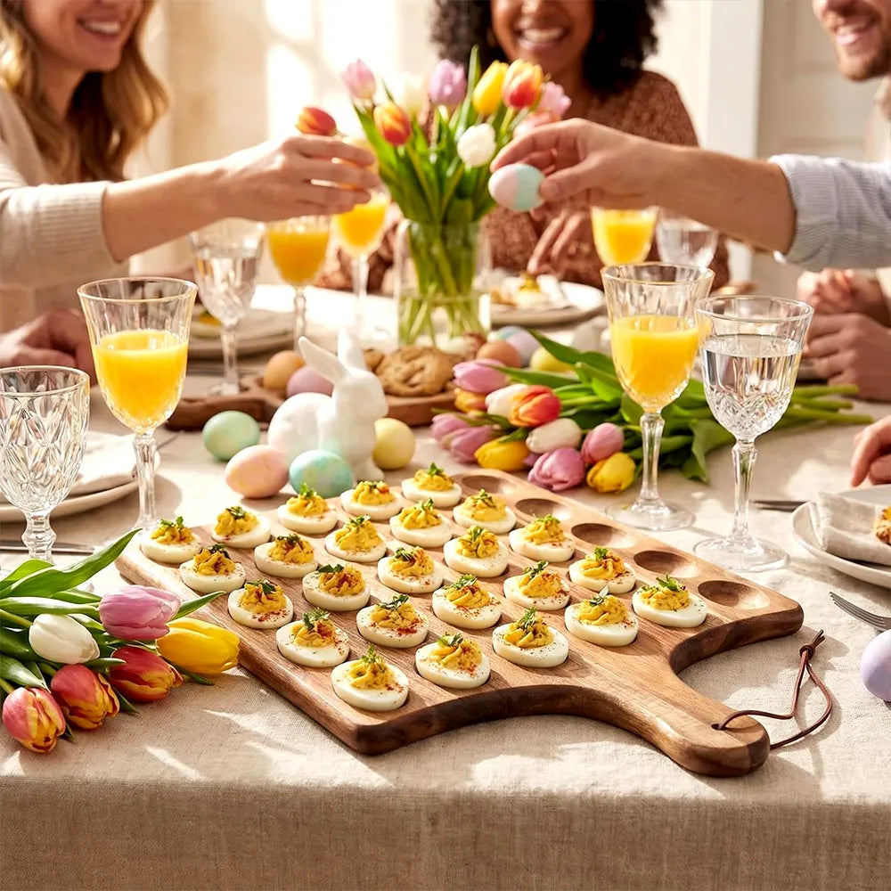 🥚 Double-Sided Wooden Deviled Egg Tray & Serving Board