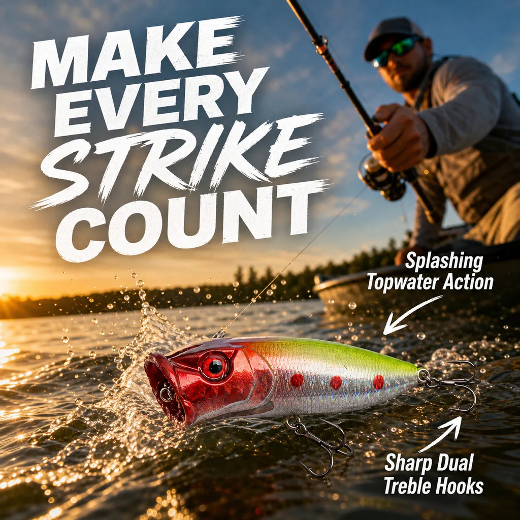 Topwater Popper Fishing Lure – Splash, Rattle & Trigger Surface Strikes