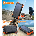 20000mAh Solar Power Bank with Wireless Charging, Dual Flashlights, Laser Pointer & 7-Device Output – Waterproof & Shockproof for Outdoor Use
