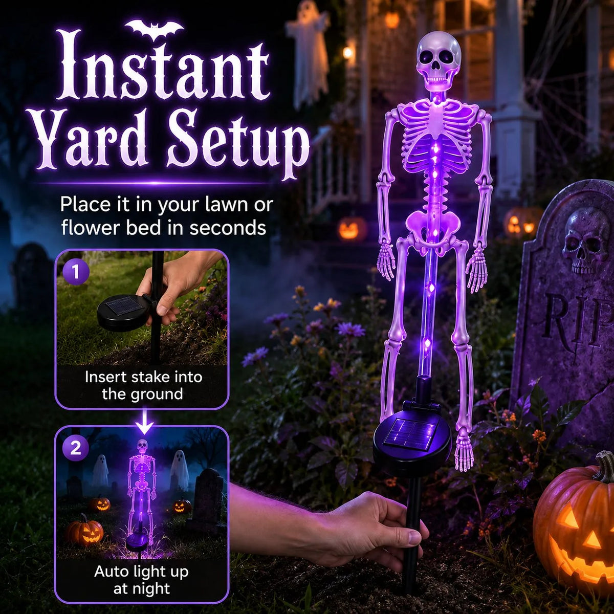 Solar Skeleton Yard Stake – Halloween Garden Light