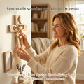 ✝️ Handmade Wooden Double-Heart Cross Wall Decor