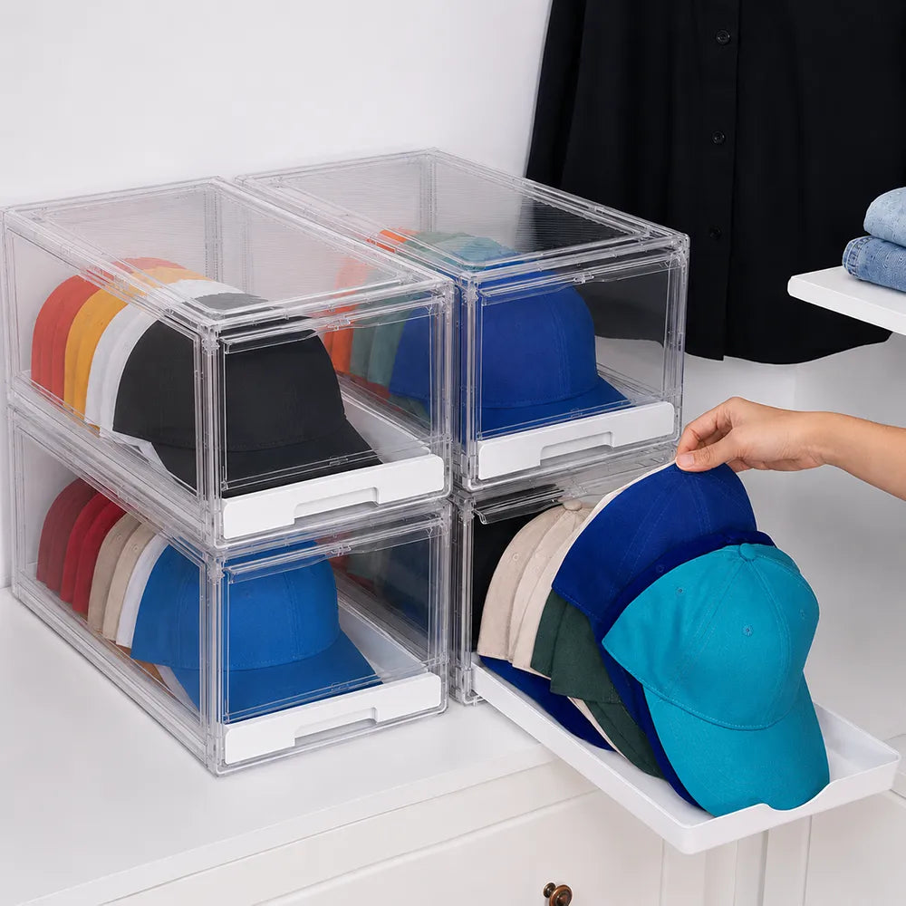 Clear Stackable Baseball Cap Organizer Drawers
